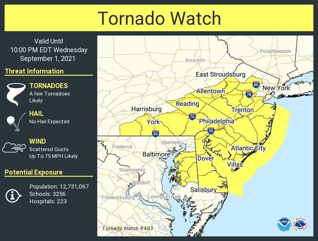 Ida In North Jersey: Tornado Watch Hits Entire Region | Morristown, NJ ...