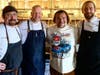 Jack Black dined at 1776 by David Burke featuring TopGolf Swing Suite in Morristown, taking a photo with chefs Dennis Mathews, Brian Webber and Matt Marotto.