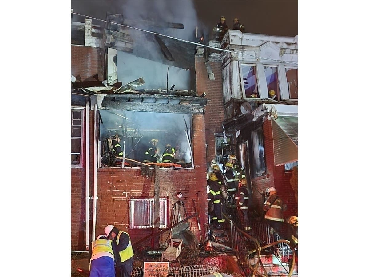 Nine firefighters were injured, including several rescued from the rubble, when a house collapsed shortly after a fire Monday night in Philadelphia's Wynnefield neighborhood.