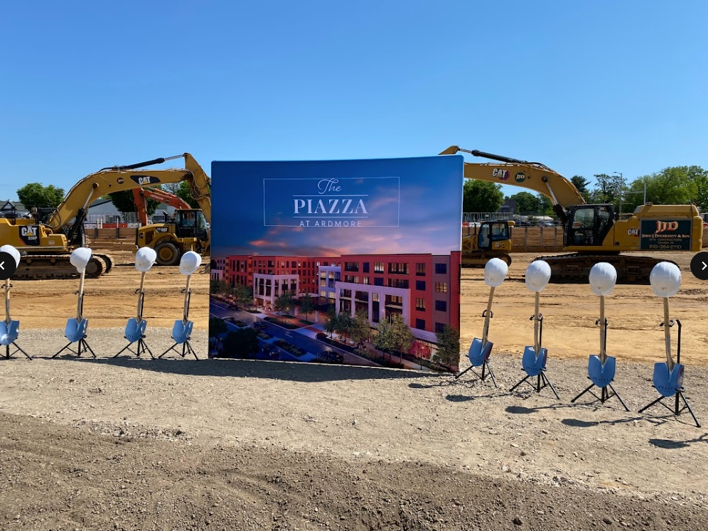 Developers broke ground Tuesday on The Piazza at Ardmore, a 3.5-acre mixed-use development planned for downtown Ardmore with 270 luxury apartments and 30,000 square feet of retail space.