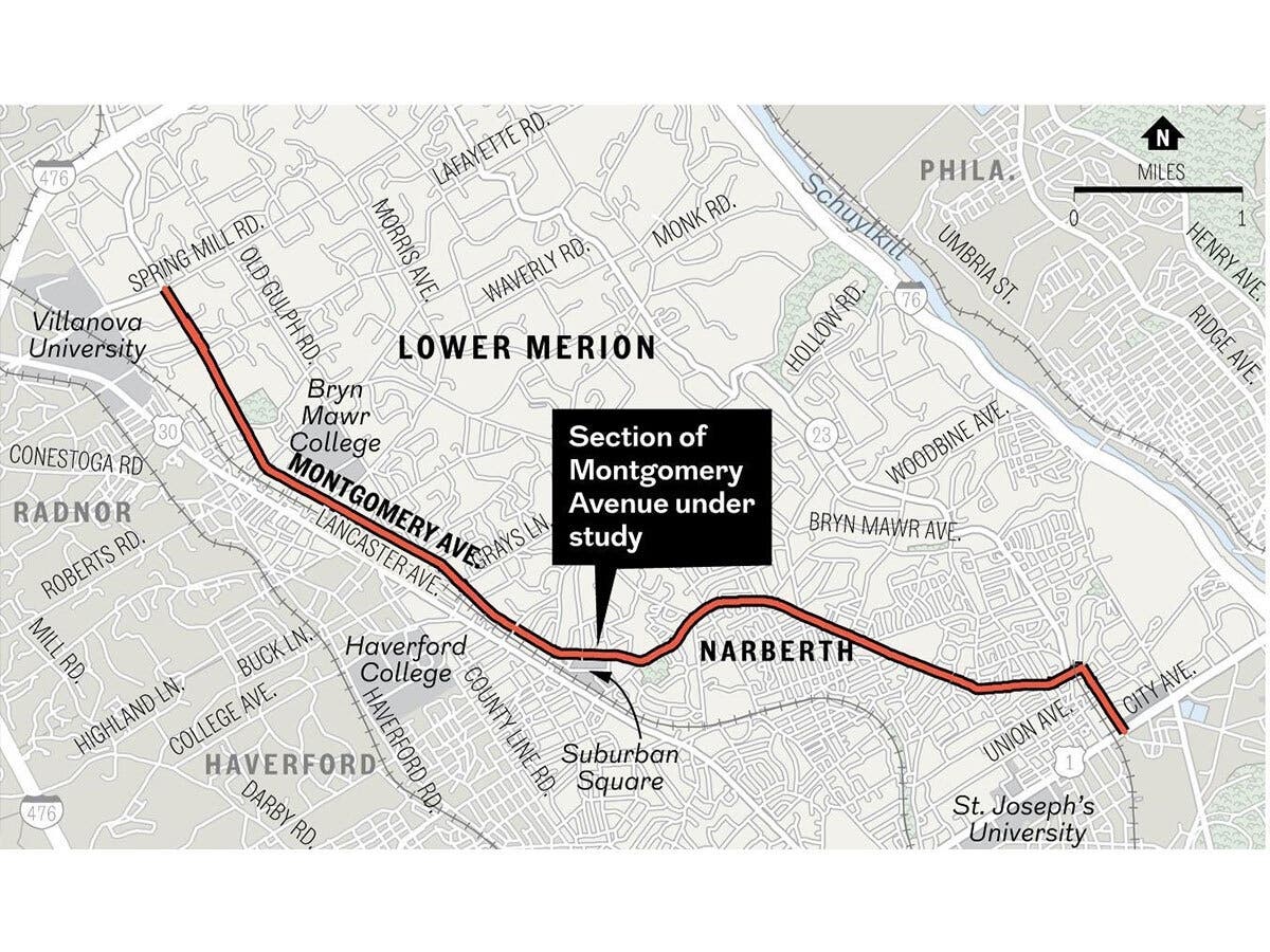 Reconfiguring lanes, upgrading crosswalks and prohibiting left turns at certain intersections are among the preliminary recommendations in an extensive traffic study to improve a 7-mile stretch of Montgomery Avenue.