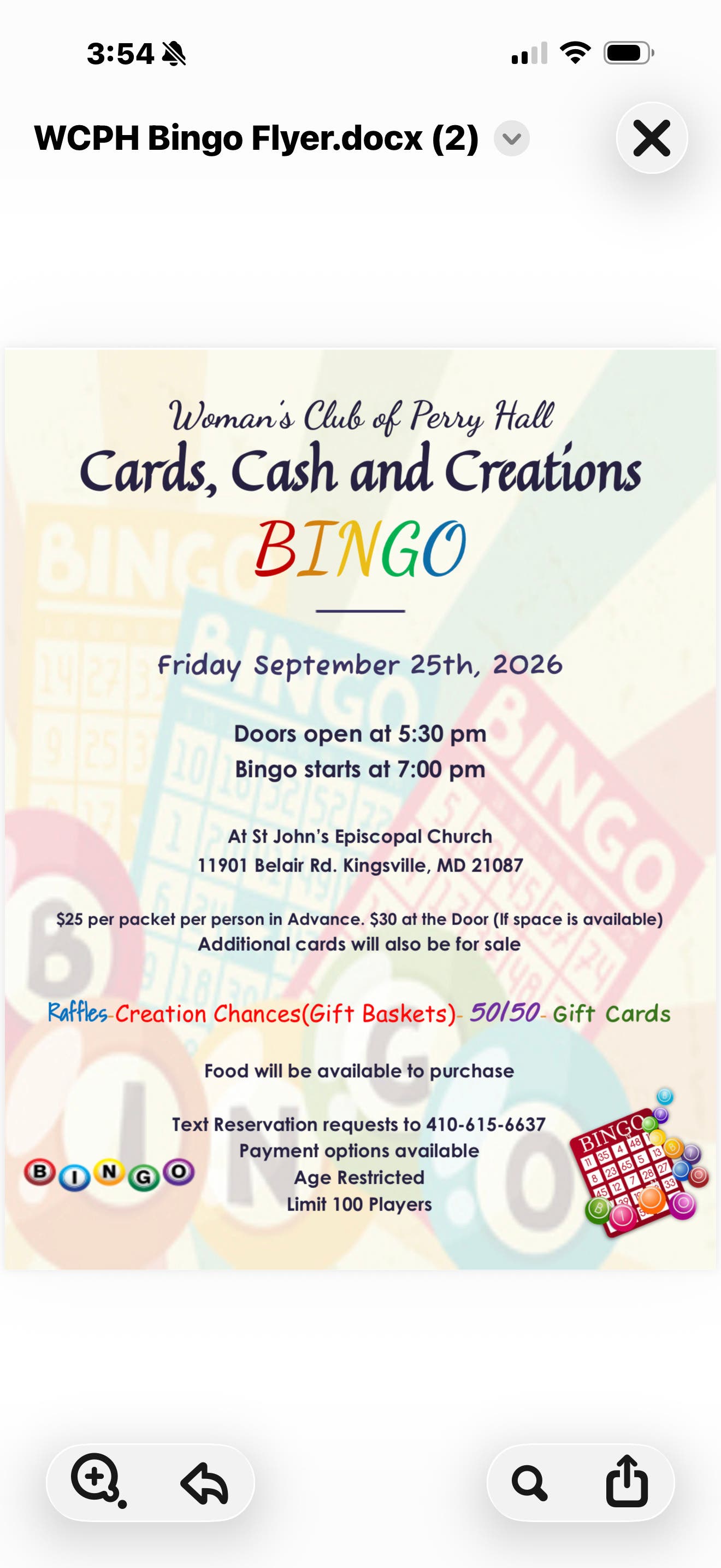 Cards, Cash And Creations Bingo