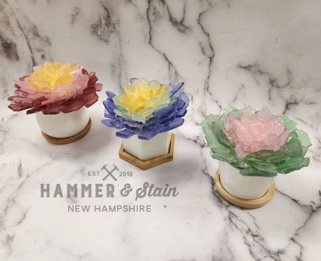 Tumble Sea Glass Succulent/Flowers