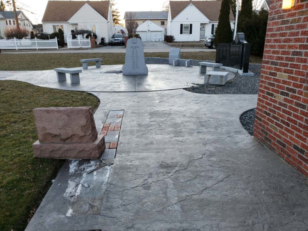 Several stones were knocked down at the firefighter's memorial on Saturday. 