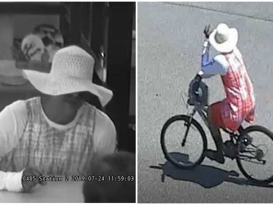 Woonsocket Police are looking for this man, who robbed a bank then rode away on a bicycle.