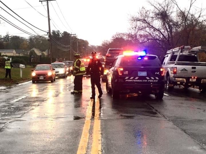 A four-vehicle crash briefly closed East Main Road at Quaker Hill Lane.