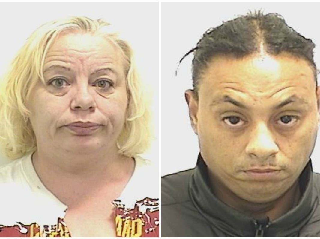 Carolyn Bird, 48, (left) and Nathaniel Robinson, 45, (right) are charged with larceny after police said they stole packages from porches. 