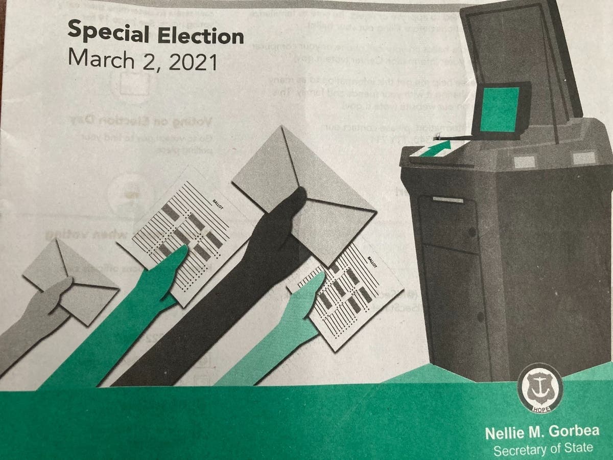 All mail ballots must be returned by 8 p.m. on Election Day. 