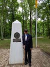 Hiroshi Miyamura in 2018 at the New Mexico area of The Medal of Honor Grove.