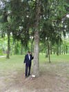 Hiroshi Miyamura visiting his tree and the New Mexico Area 44 years later.   