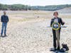 California Department of Water Resources Director Karla Nemeth speaks about the drought conditions facing the state during a press conference held on the dry Lake Mendocino Lakebed, in Mendocino County, while Governor Gavin Newsom looks on. 