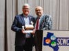 Pictured are Mike Markus, general manager of Orange County Water District, and Adel Hagekhalil, general manager of Metropolitan Water District, at the presentation of the Harriett Wieder Water Leadership Award to Markus.