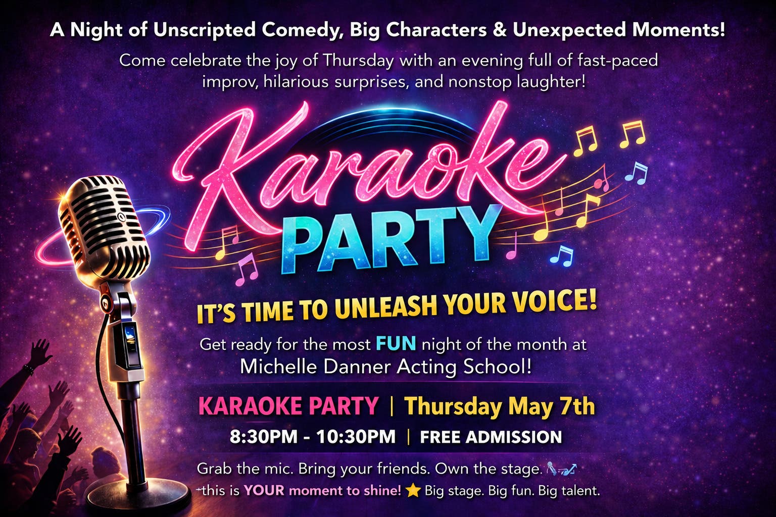 KARAOKE PARTY: A Night of Unscripted Comedy, Big Characters & Unexpected Moments!