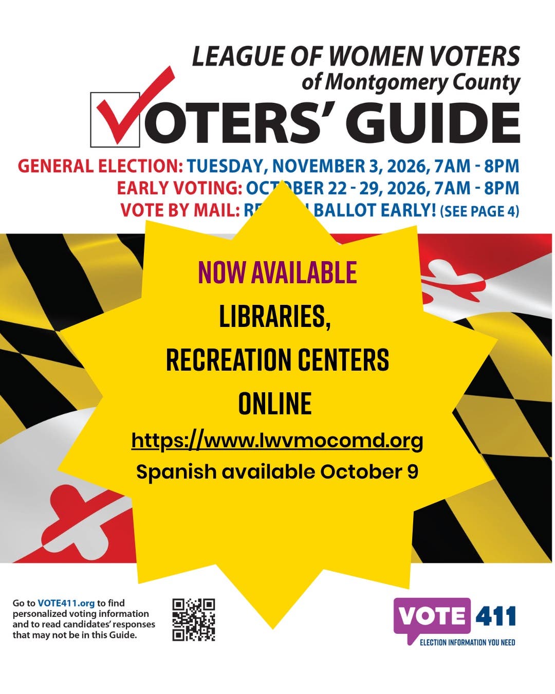 League of Women Voters MoCo Voters' Guide Now Available.