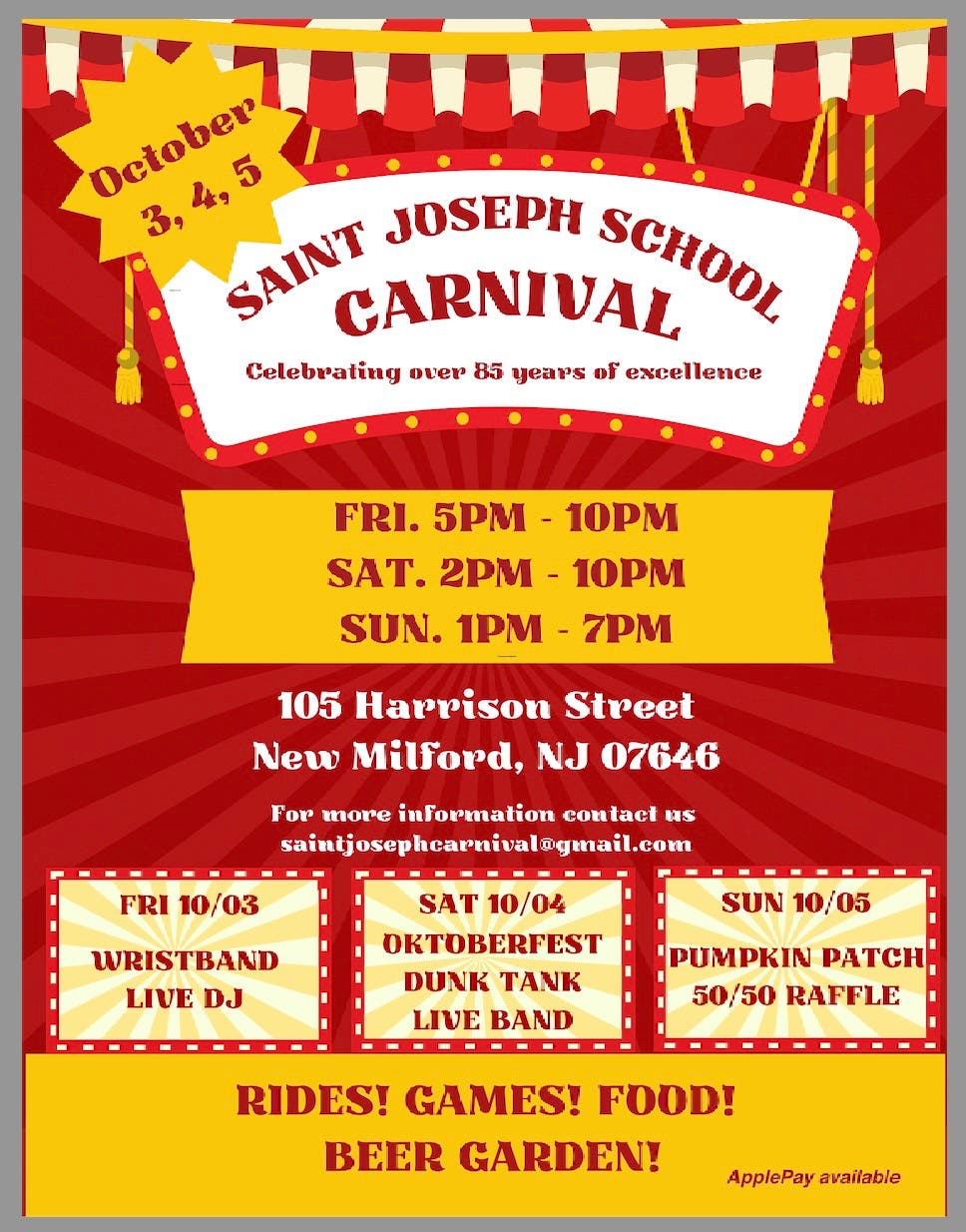 Come To The Saint Joseph School Carnival! 3 Days Of Fun!