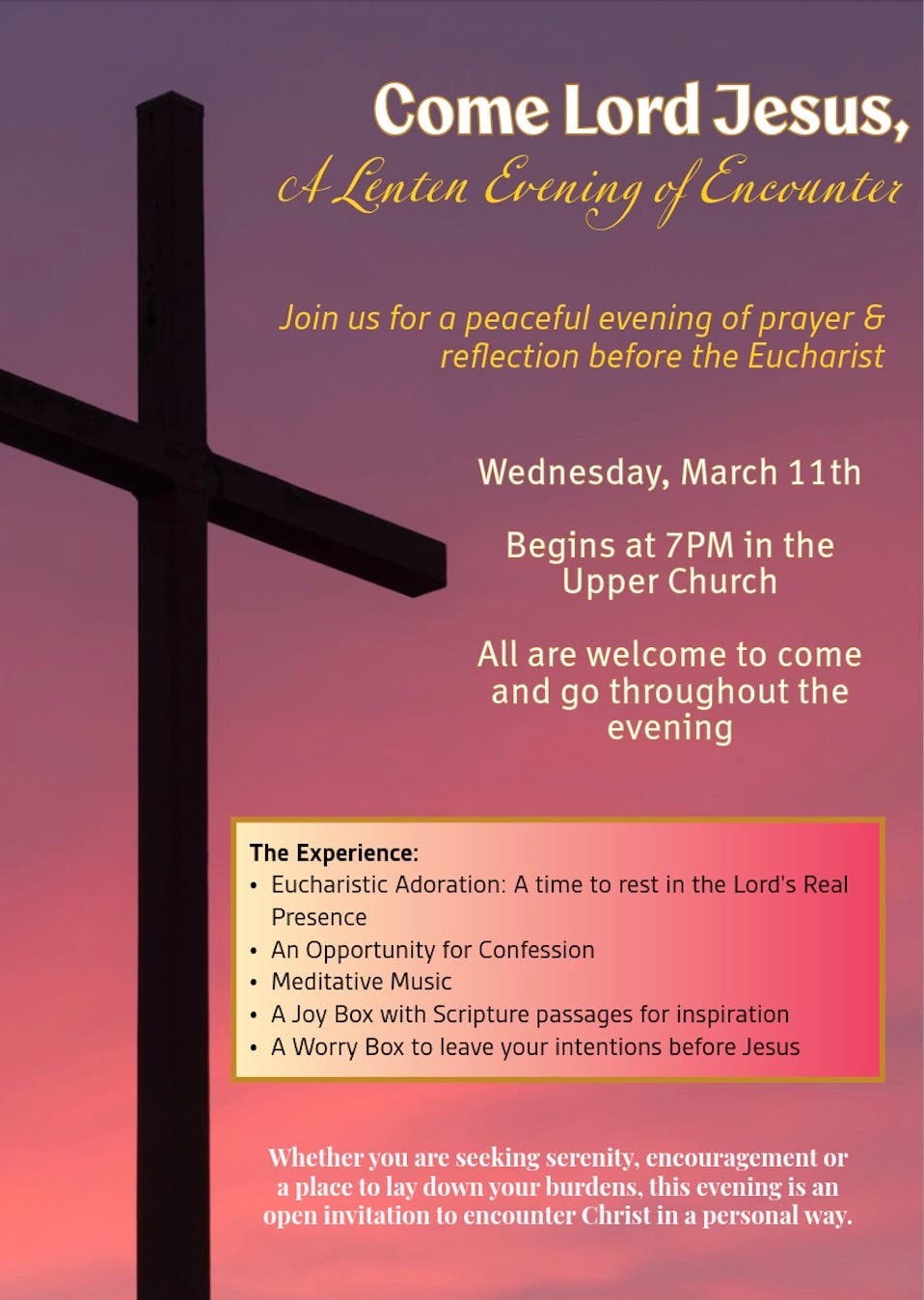 Join Saint Joseph Church For A Peaceful Evening Of Prayer And Reflection