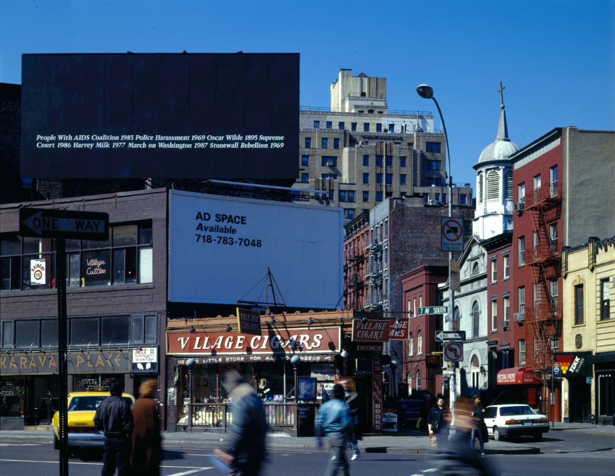 Installation view of "Untitled" (Billboard). Sheridan Square, New York, NY. Mar - Sep. 1989.
