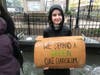 Delphine Troast, a second year chemical engineering student at Cooper Union, rallied for climate action Friday.