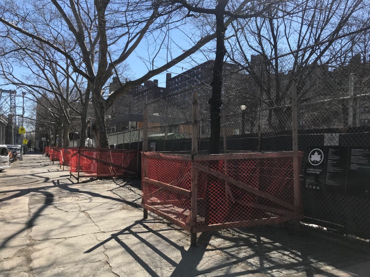 Luther Gulick Park began renovations last month. Above, a photo of the outside of the park March 26, 2019.