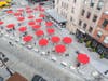 An overview of the Gansevoort Street Plaza, at Ninth Avenue and Gansevoort Street.