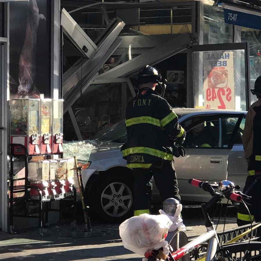 A driver crashed into a Food Dynasty supermarket in Jackson Heights on Wednesday. 