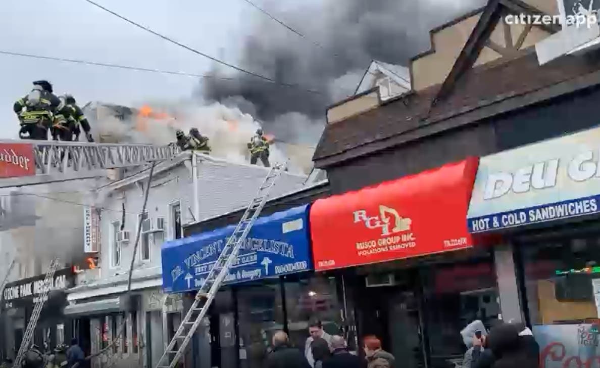 A massive fire in Ozone Park midday Friday drove 140 firefighters to the scene, the FDNY said.