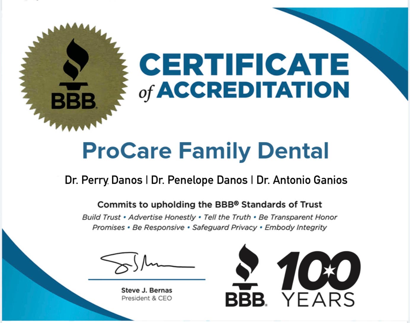 ProCare Family Dental Earns BBB Accreditation