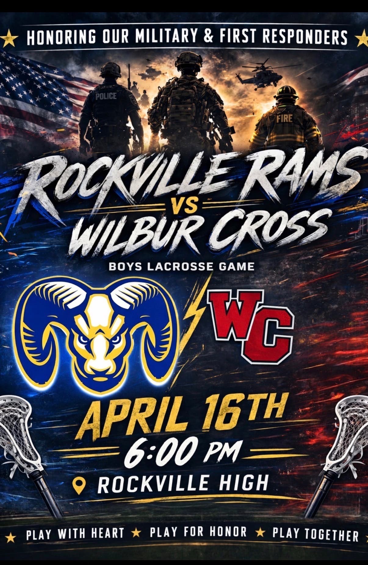 Rockville Boys Lacrosse - Honoring Our Military and First Responders 