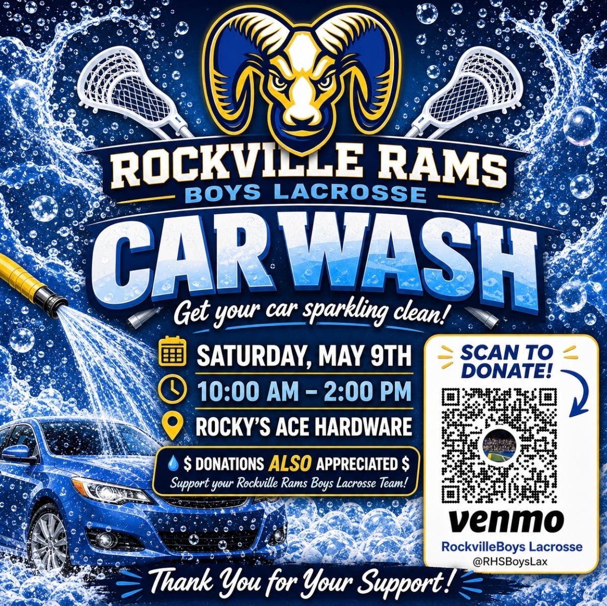 Rockville Rams Boys Lacrosse Team Car Wash Fundraiser