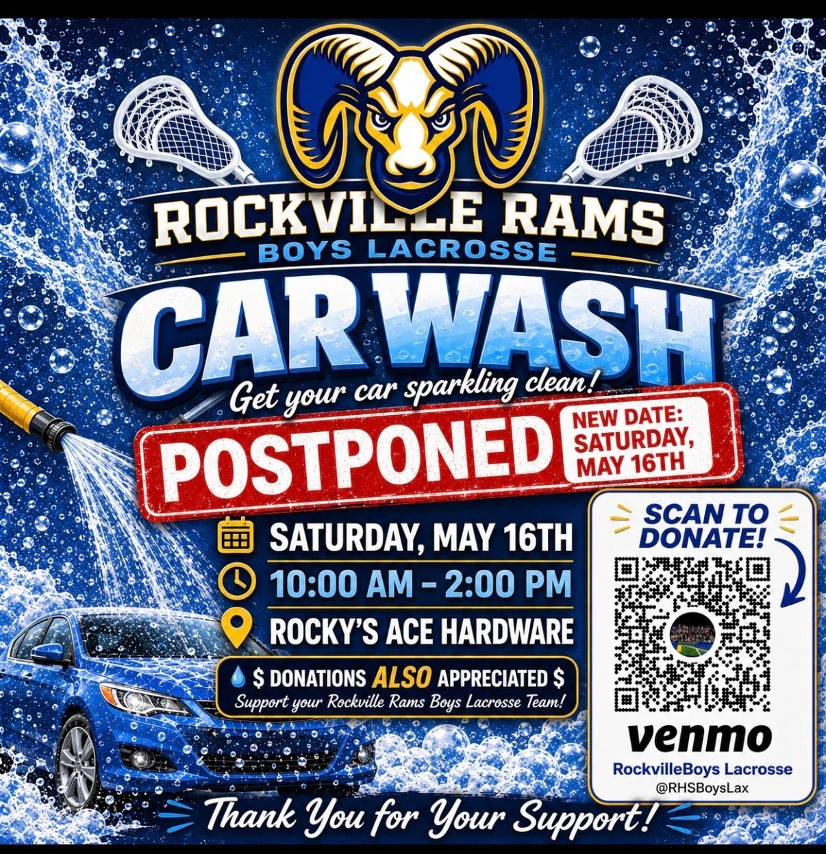 Rockville Rams Boys Lacrosse Team Car Wash Fundraiser