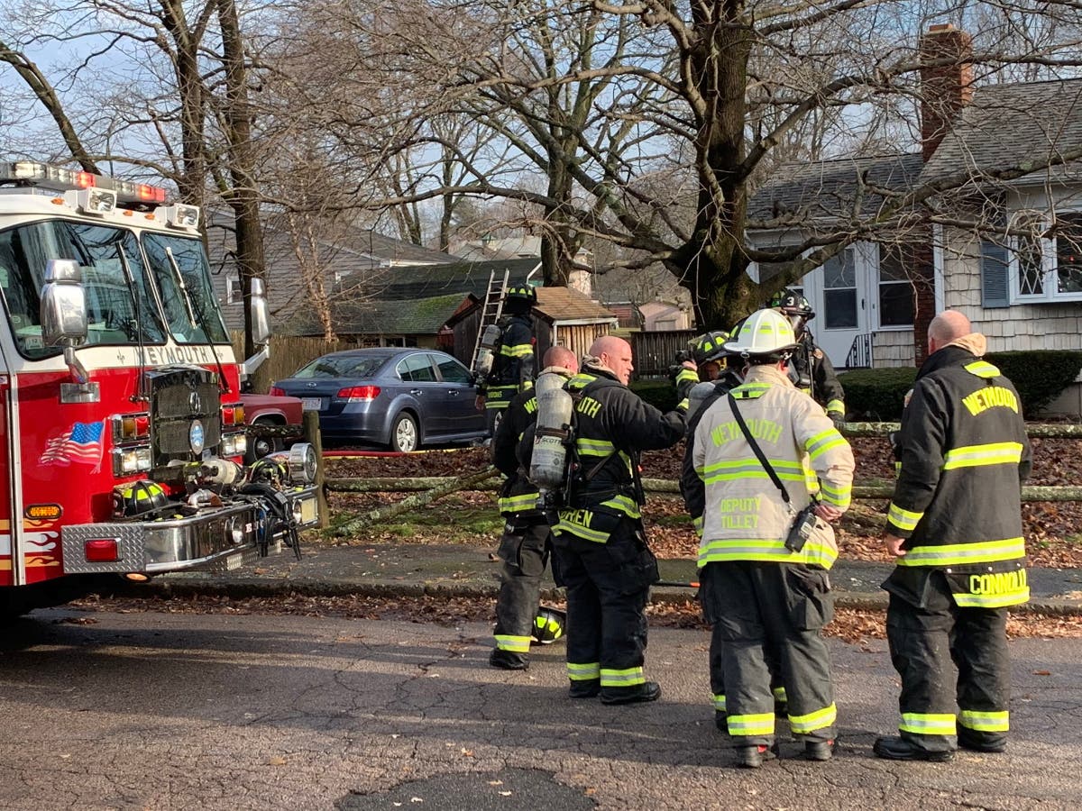 The Weymouth Fire Department spent Tuesday morning trying to knock down a fire that reached two alarms on Patricia Drive.