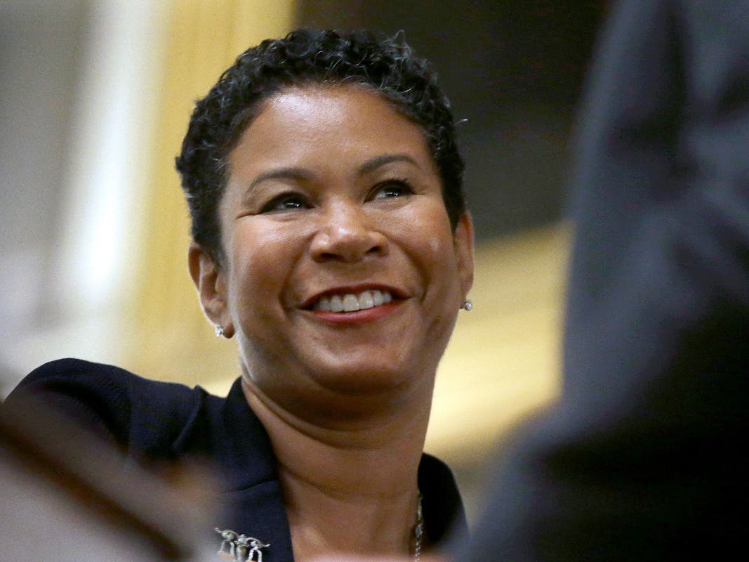 Massachusetts Supreme Judicial Court justice Kimberly Budd smiles during a swearing-in ceremony at Faneuil Hall in Boston in 2016. On Wednesday, Oct. 28, 2020, Gov. Charlie Baker nominated Budd to become chief of the state's highest court.
