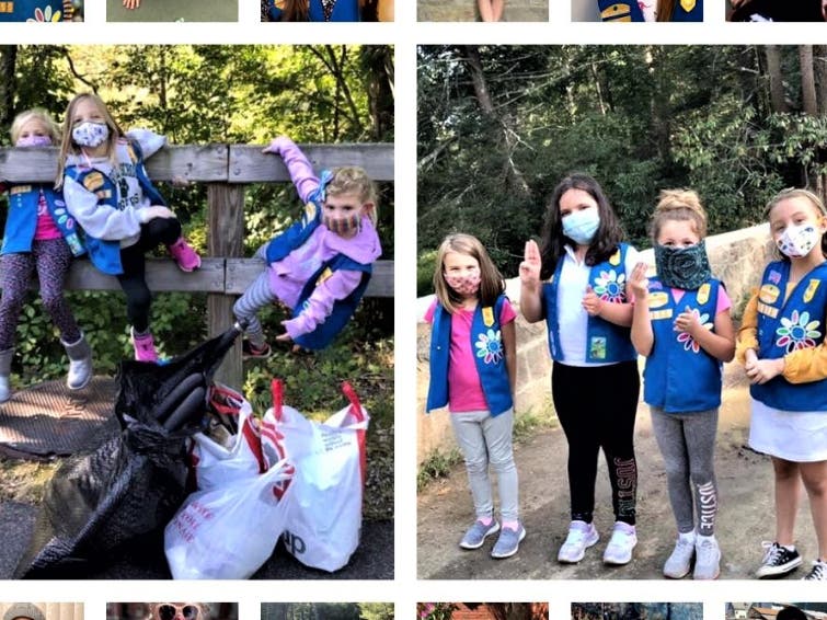 Peabody Girls Scout Troop 70355 helped clean up the Peabody Rail Trail earlier this year and now is conducting its annual cookie drive online due to the coronavirus health crisis.