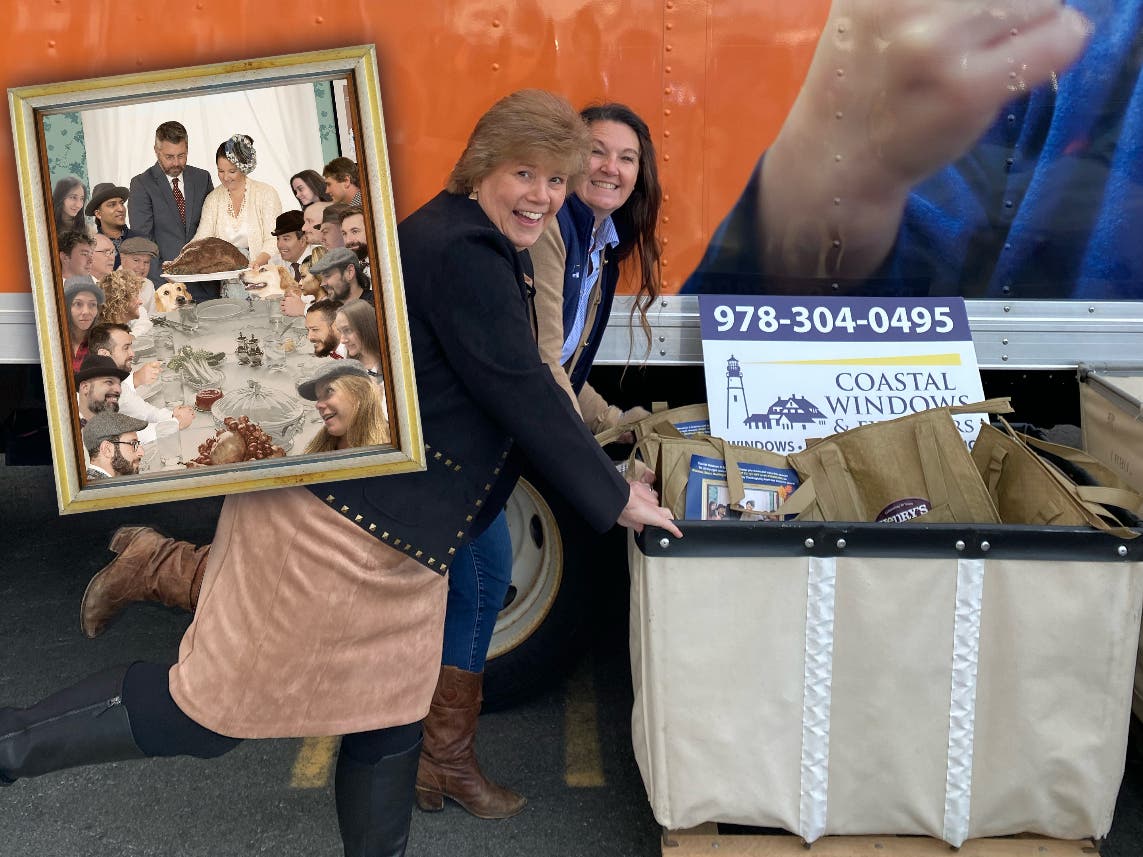 The Coastal Windows & Exteriors campaign is inspired by Normal Rockwell's "Freedom from Want" oil painting.