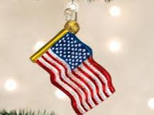 The ornament theme is "Colonial Flags of New England," highlighting several designs associated with the colonial period and the early years of what is now the United States.