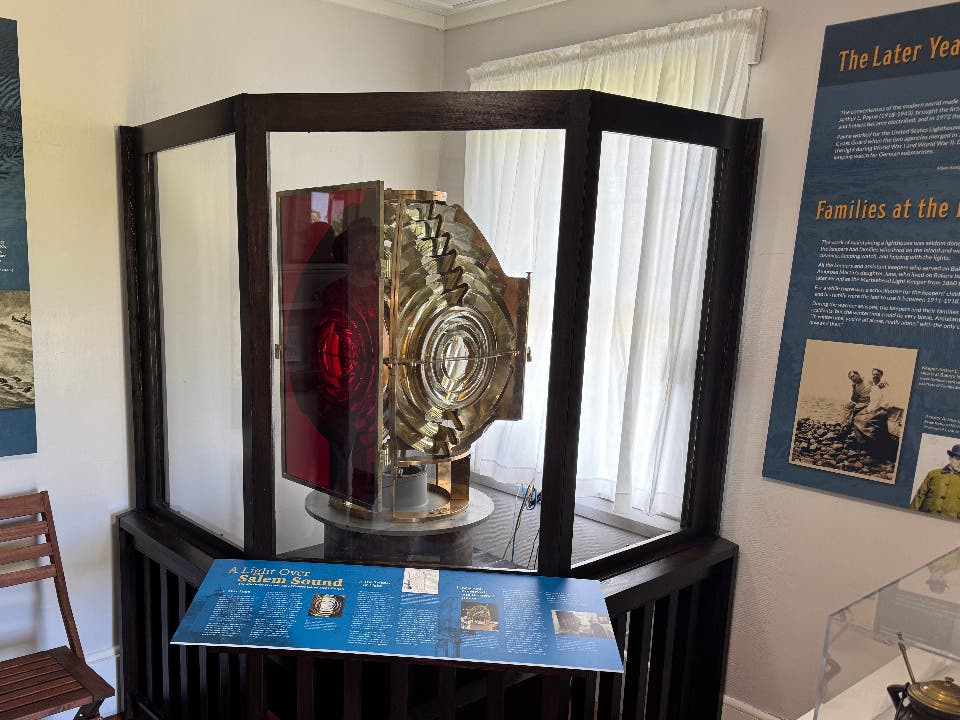 The lens is now on permanent public display in the Assistant Keeper's House at Bakers Island Light Station.