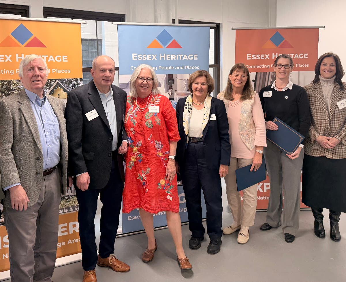 Rick Detwiller, Jonathan Leamon, Nancy Schultz, Annie Harris, Judy Anderson, Molly Conner and Angela Ippolito were part off Essex Heritage awards ceremony honoring the Save the Glover! efforts.