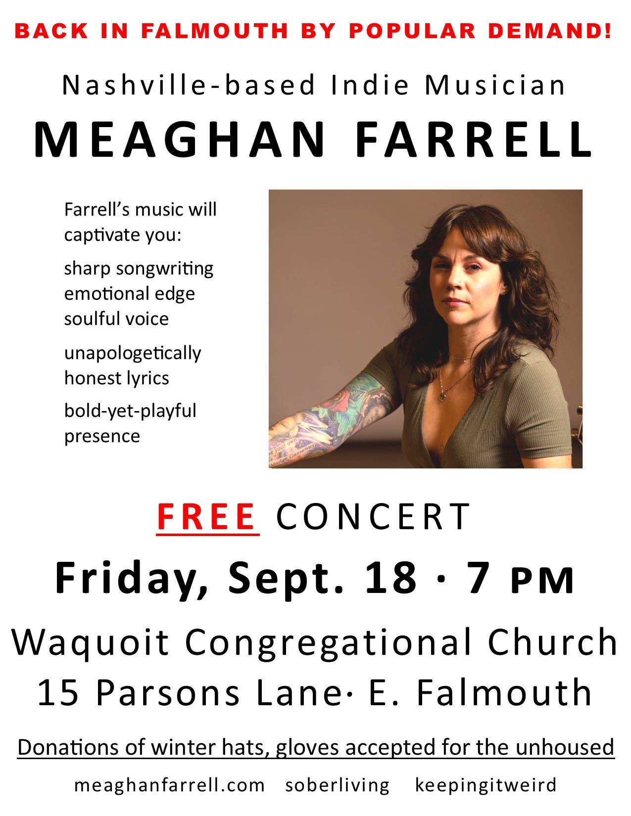 Meaghan Farrell Concert, Back by Popular Demand