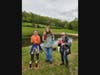 Woodbury Firefighters kids fish event (l-r)Aubrey Hatstat with the second prize rainbow trout as well as the sportsmanship award, repeat winner Elise Sabelevsky with the largest rainbow as first prize, Griffin Sabelevsky  most motivated angler trophy. 