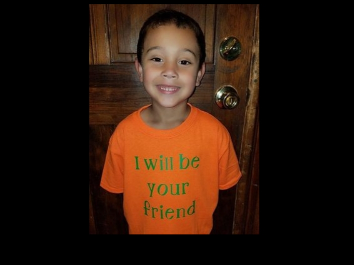 Blake asked for a shirt to help other kids who didn't have any friends know he was there for them.