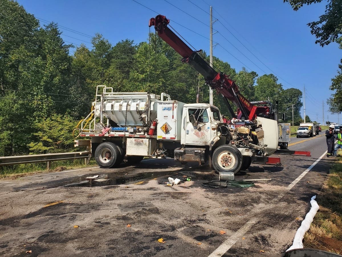 One of he vehicles involved was carrying 6,000 pounds of an ammonium nitrate and petrolium emulsion. 