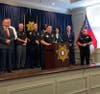 Multiple agencies met Sept. 12 at a press conference at the Forsyth County Sheriff's Department to discuss multiple arrests made in a child pornography investigation.