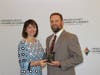 Linda Lullie (l), Inspired 2 Design, thanks Neil Blackman (r), Corblu Ecology Group and 2019 Chair of Leadership Cherokee, for his service to the Leadership Cherokee program.