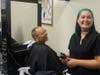 Men are welcome too as customers at the Chattahoochee Tech Cosmetology program salons! Shown here, l-r, are customer Matt Beasley and Chattahoochee Tech Cosmetology student Mia Erv.