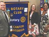 Rotary Club of Canton President Stacey D. Williams, left, thanks Census Partnership Specialists Heather Thompson, center, and Demetria Fears for sharing an update on the 2020 U.S. Census with the Club.