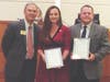 Celebrating the Cherokee Commissioners’ proclamations raising awareness of World Polio Day and World Polio Week are County Commission Chairman Harry Johnston, Towne Lake Rotary Club President Erika Neldner and Canton Rotary Club President Stacey Williams.
