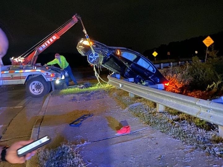 The driver was charged with DUI, open container of alcohol, reckless driving, speeding, fleeing and eluding from law enforcement.