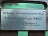 Plaque displayed on awarded bench constructed from recycled plastics.