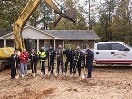 City Council members Chris Coughlin and Steve Broadbent joined the Johns Creek Fire Department for the groundbreaking.