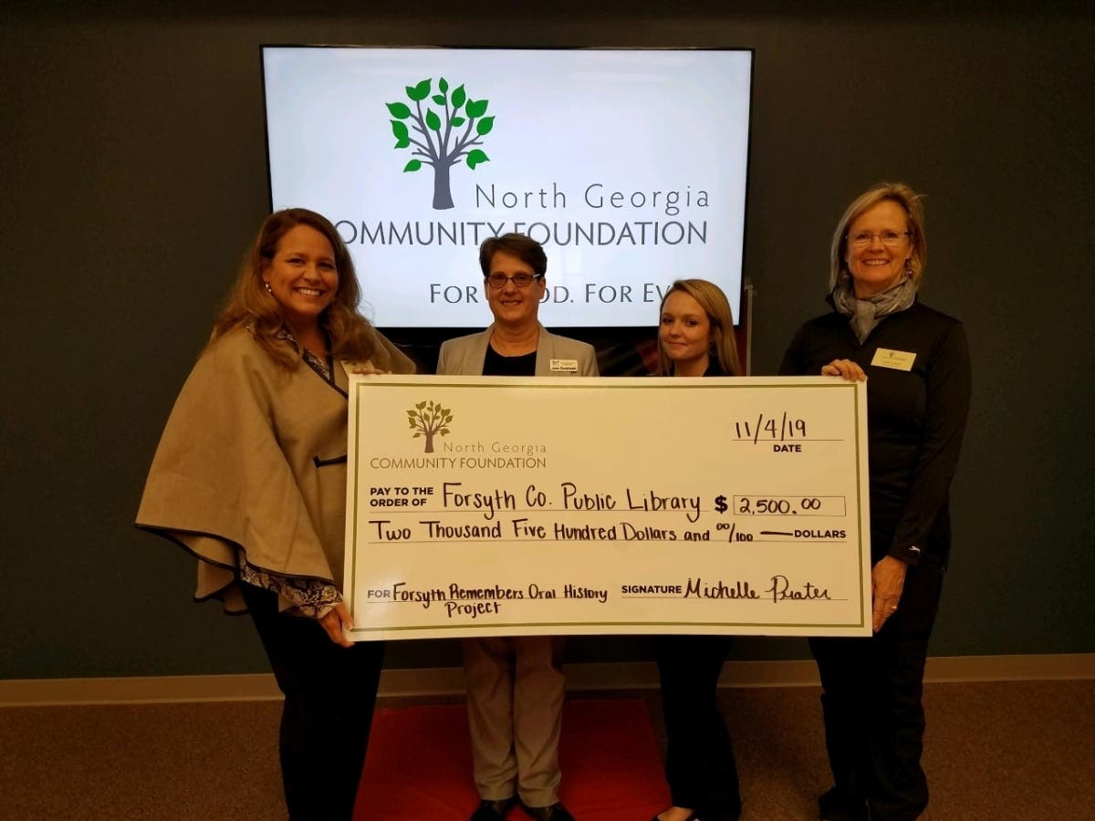 The North Georgia Community Foundation awarded the Forsyth County Public Library System for the the Forsyth Remembers oral history project.